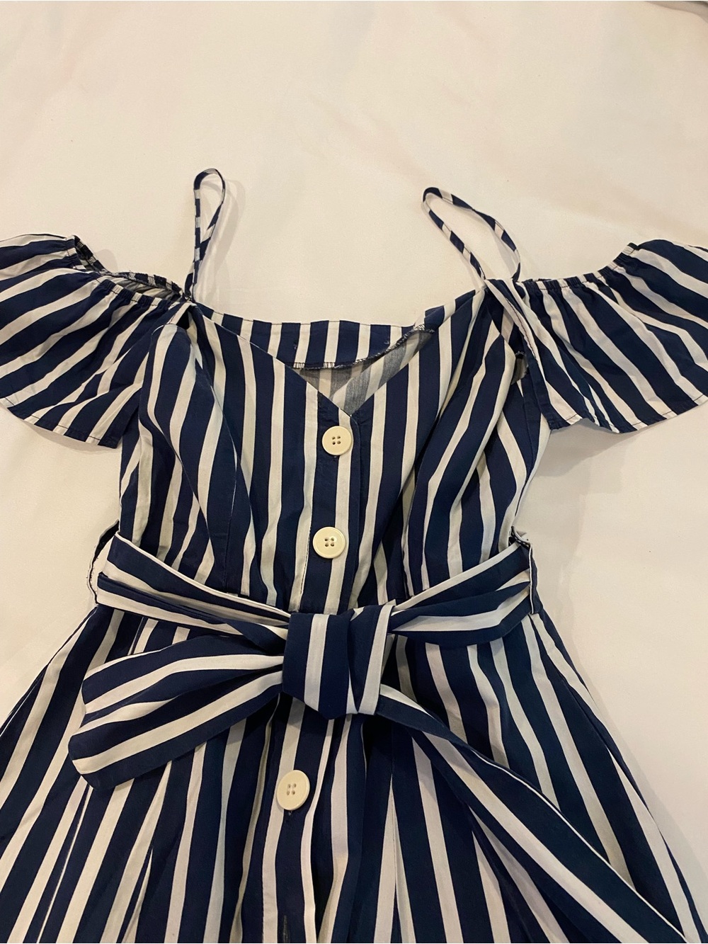 Zara Navy and White Striped Button-Front Sundress - Picture 3 of 4